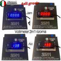 Volt Meter Rizoma Voltmeter Rizoma Volt Meter Led Motor Mobil Voltmeter Aki Digital Dan Jam 2IN1 Waterproof Universal
