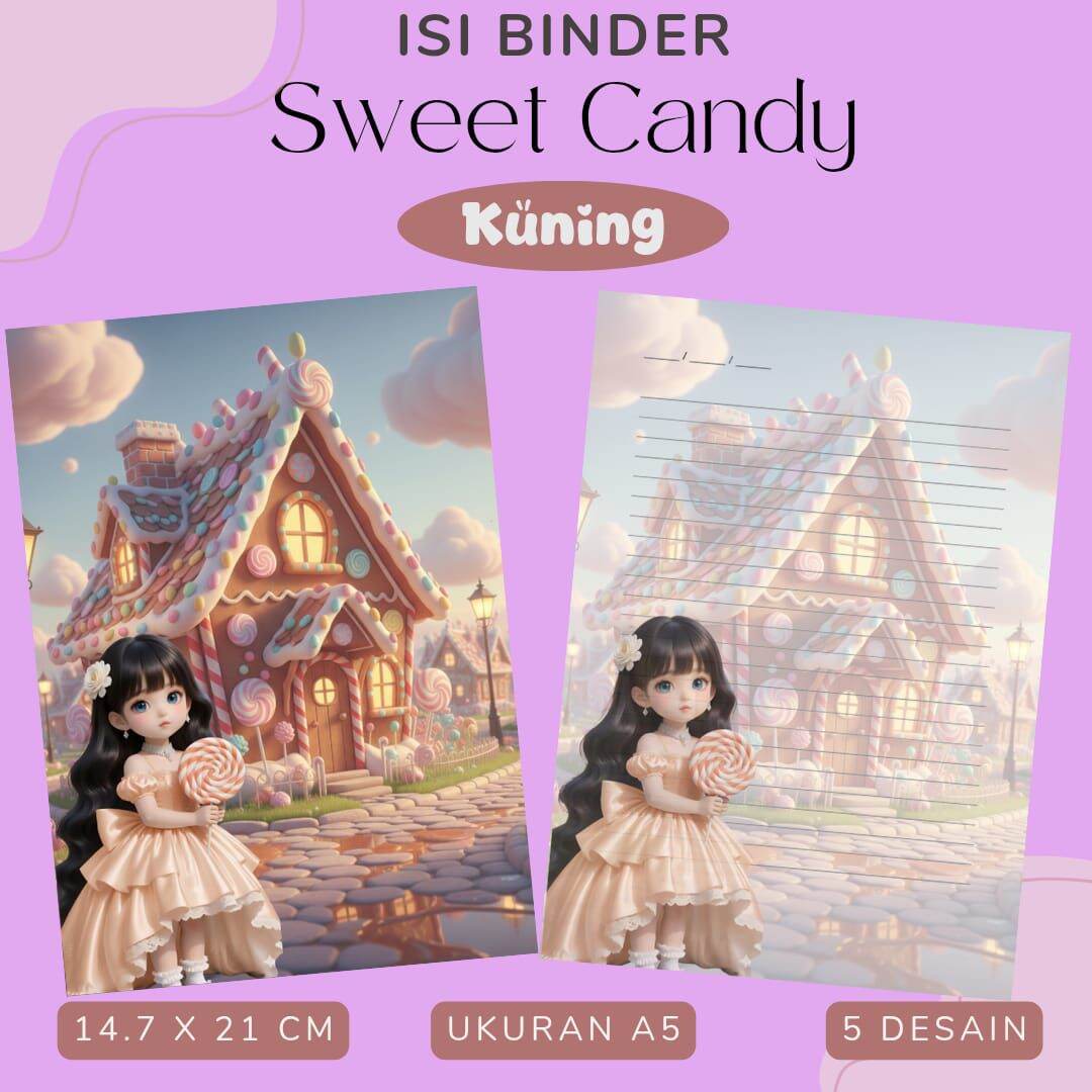 isi binder ukuran A5 tema sweet candy bisa mix sesuai keinginan