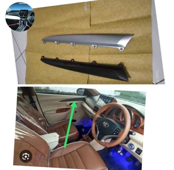 panel trime atau garnish pintu yaris vios trd 2013-2018 hitam glossy dan silver orisinil Harga 135,000 rupiah*Gratis Ongkir