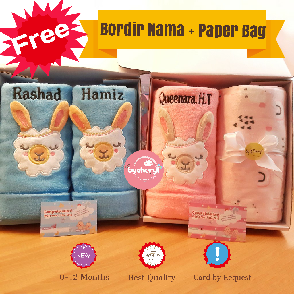 [Bycheryl] FREE BORDIR!!! KADO BAYI Custom Handuk dan Selimut Hampers Baby Custom NAMA/Kado Lahiran/Ha…