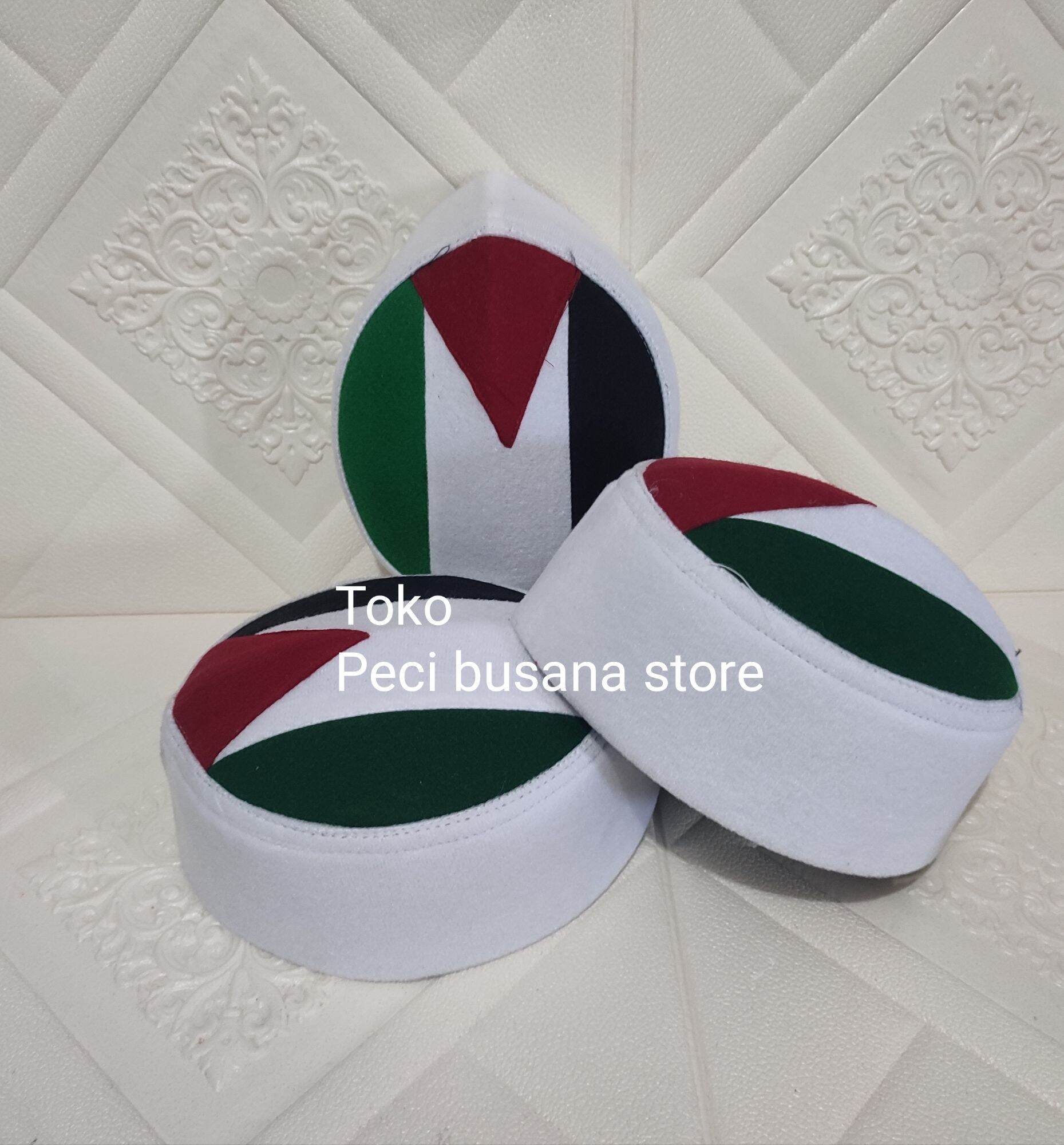 Peci palestina putih Dan hitam terbaik Terlaris / kopiah songkok / peci