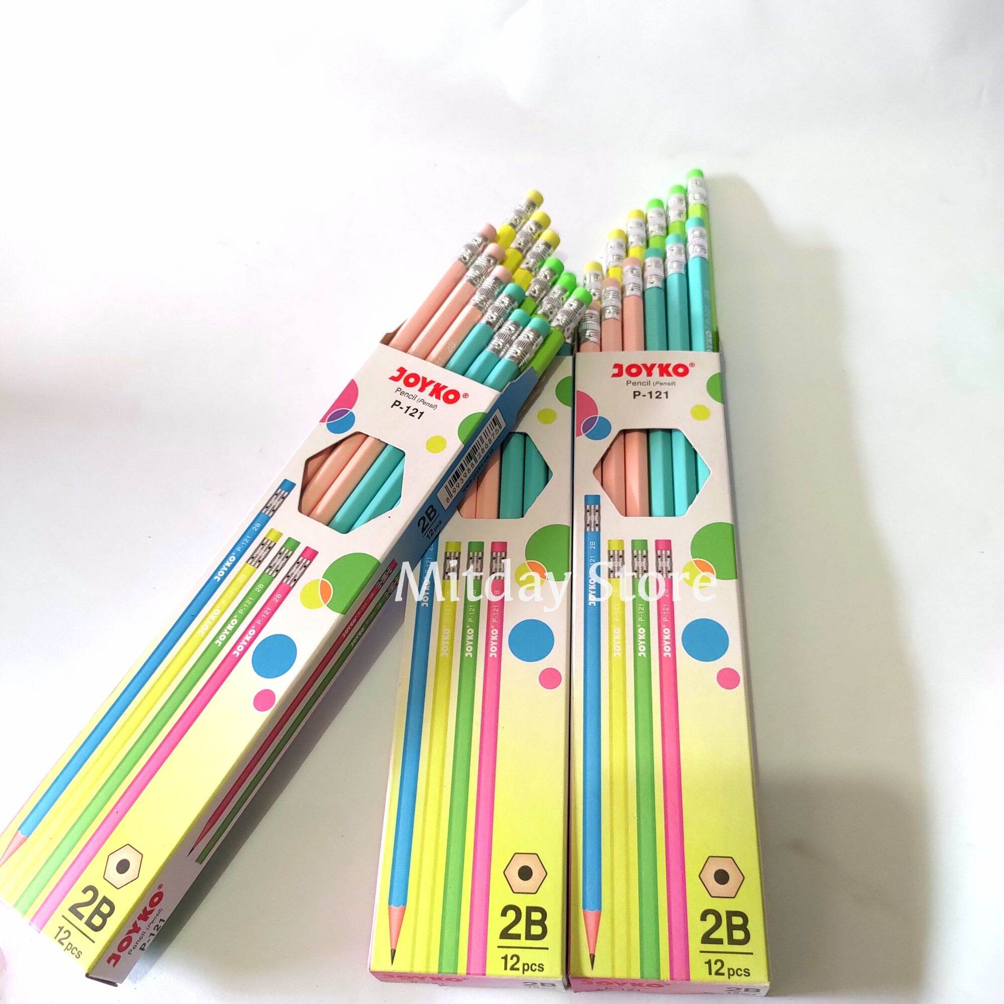 PENSIL 2B JOYKO ADA PENGHAPUS ISI (12pcs) Pensil 2B Joyko Penghapus P-121