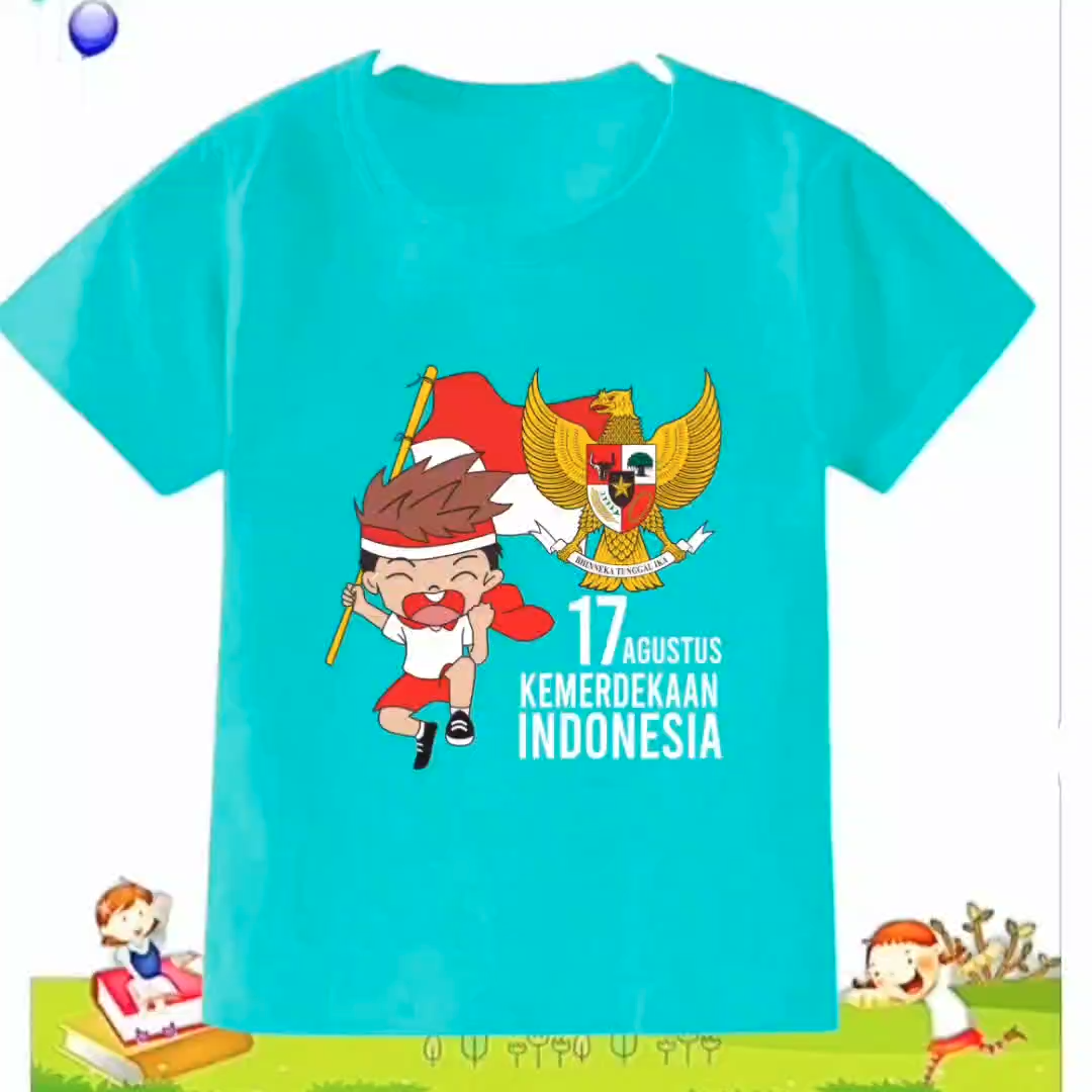 Kaos atasan Unisex anak Bocil Merdeka untuk usia 1-12 tahun lengan pendek