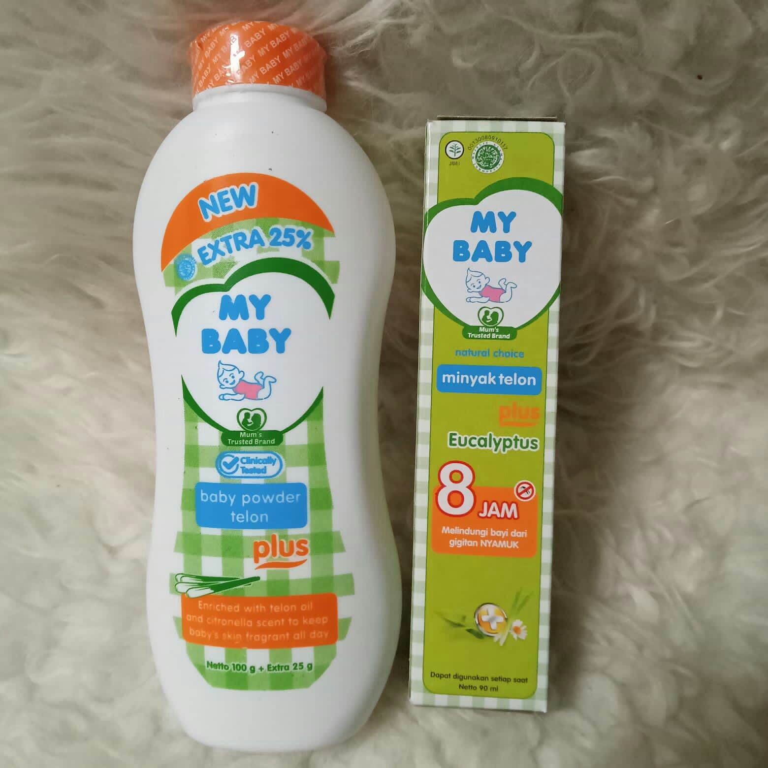 Paket Perawatan Kulit Bayi My Baby Minyak Telon 90ml + Bedak 90gr extra 225gr