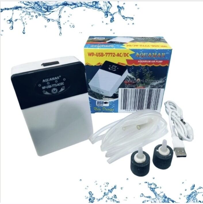 Airpump AQUAMAN / RECENT AA USB 7772 ACDC Aerator Pompa Udara Aquarium Aquascape