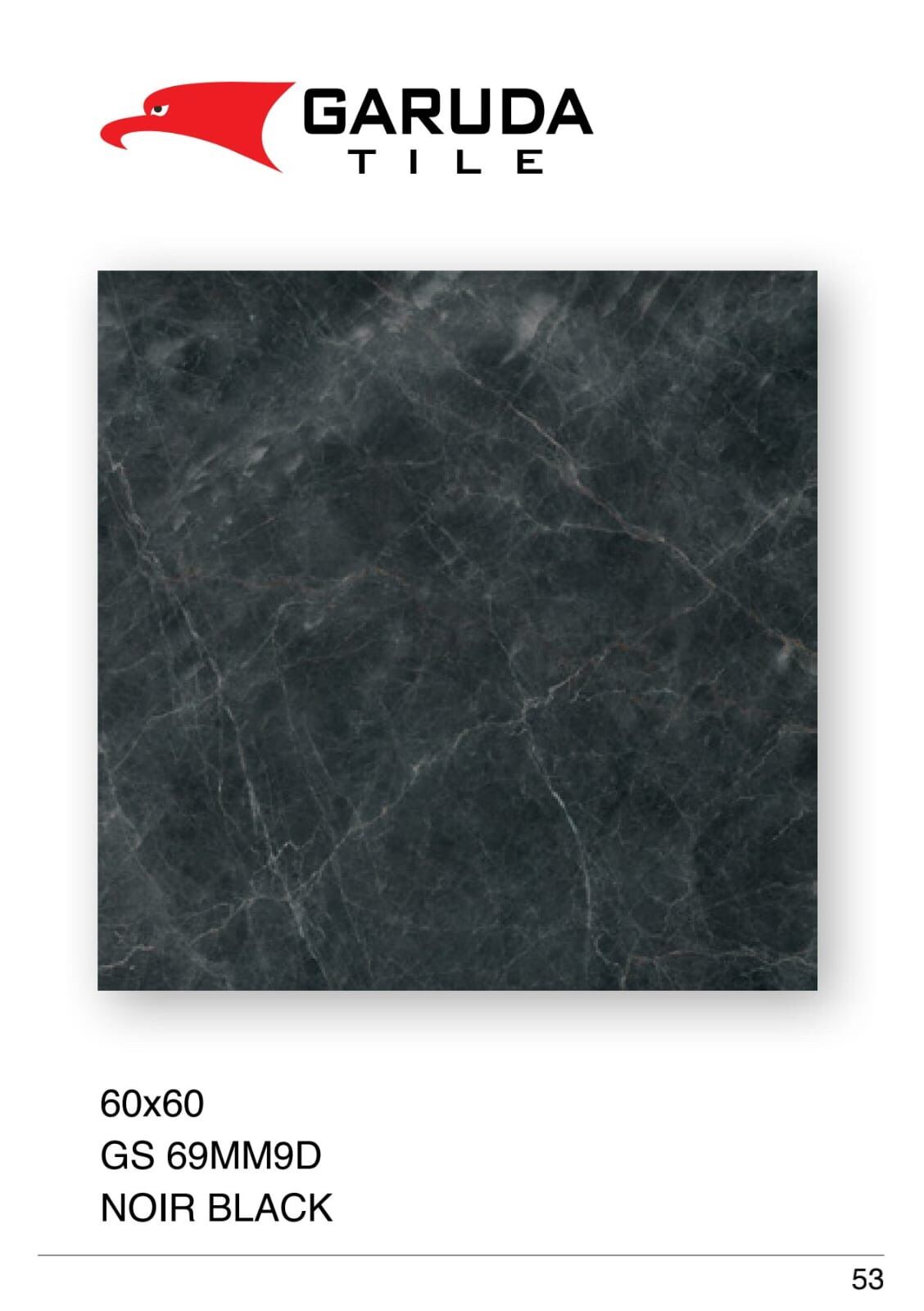 GRANITE LANTAI 60x60 GS69MM9D NOIR BLACK / GARUDA TILE / GLOSSY