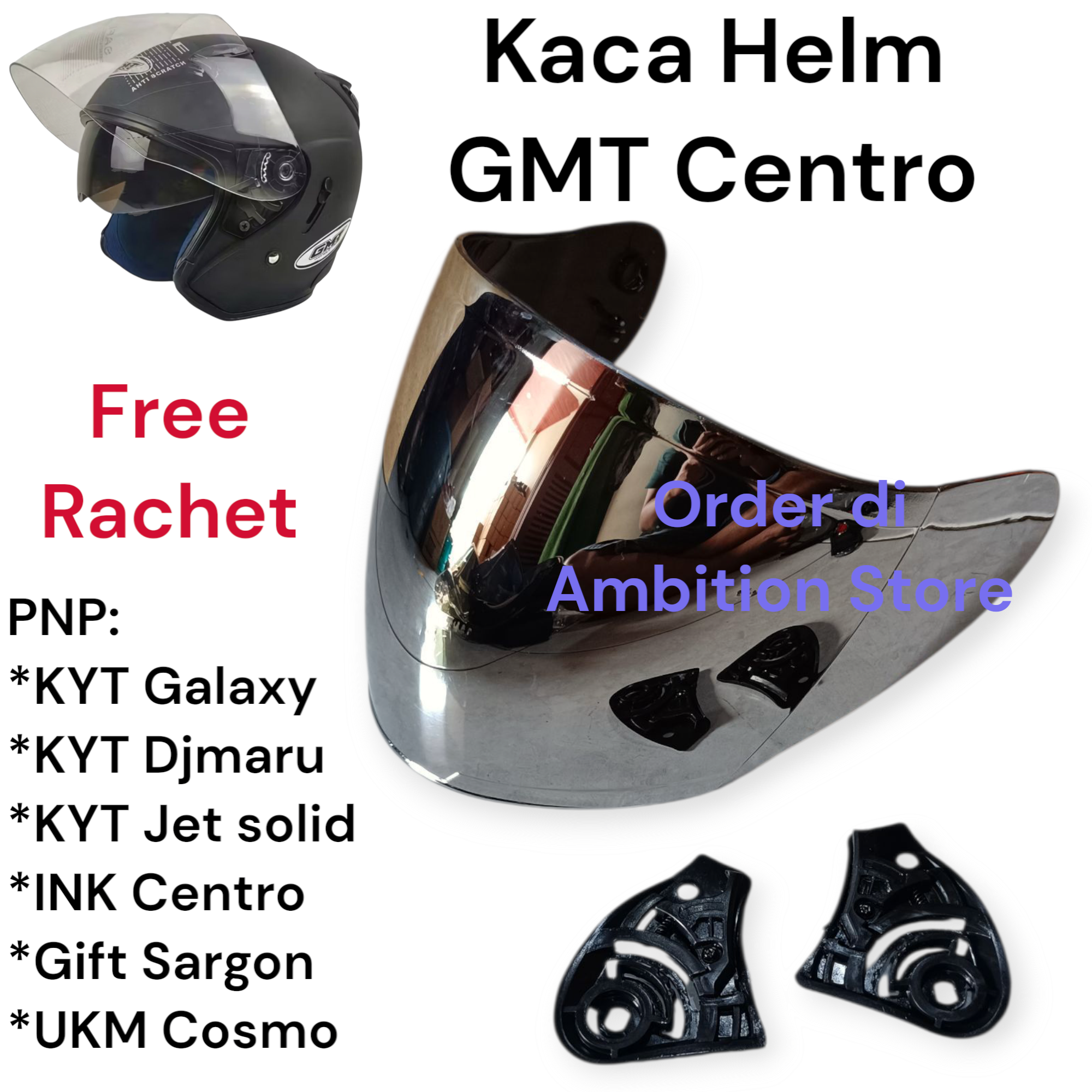 Kaca Visor Helm GMT Centro Visor Free Rachet Harga  21,000 Ringgit*Penghantaran Percuma