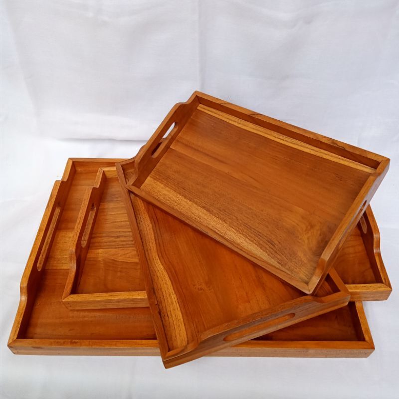 Nampan Full Kayu Jati Aesthetic Wooden Tray Baki Kayu Jati Lazada Indonesia