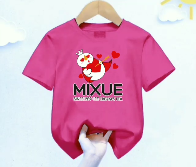 Kaos atasan anak usia 1-12 tahun Mixue Love You lengan pendek