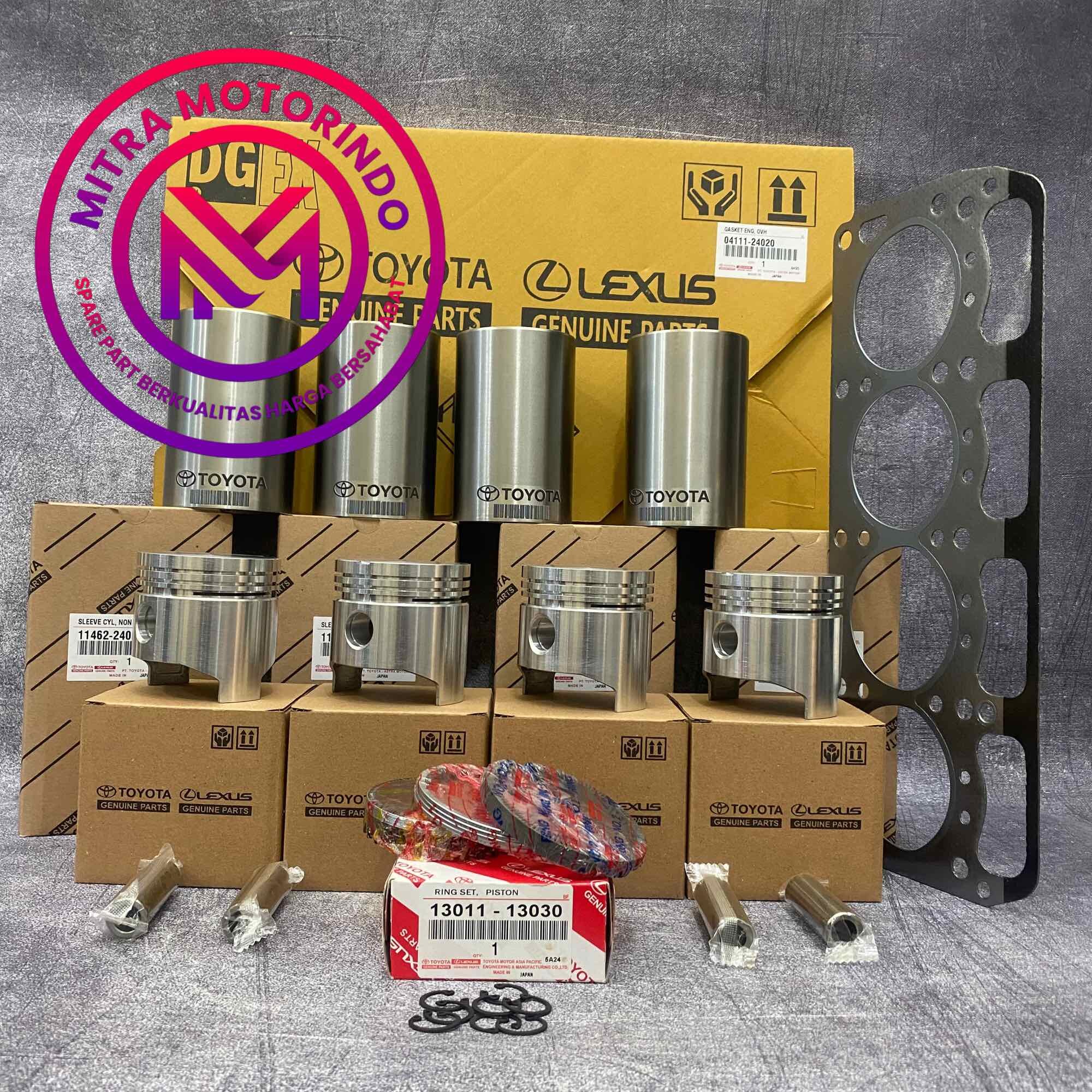 Paket Paking set + Linr Non finish + Piston Assy +Ring Piston/Liner Kit Kijang 3k 1set (4macam) STD Toyota Kijang 3k Harga 1,315,000 rupiah*Gratis Ongkir
