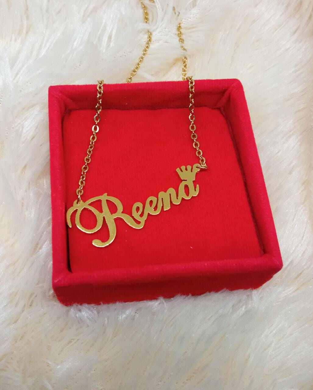 spdo kalung liontin nama gold titanium 
