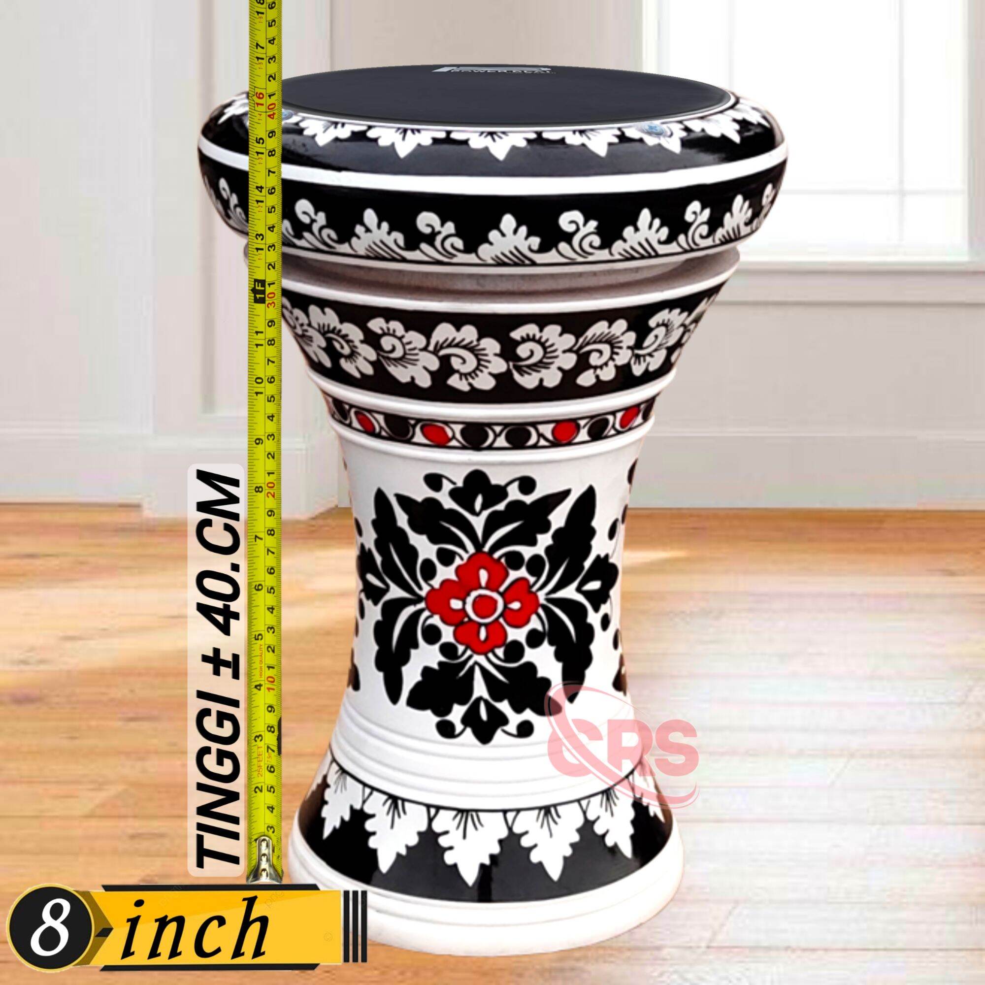 Dumbuk Darbuka Kayu 6 / 8 inch Putih Hitam Mika Hitam