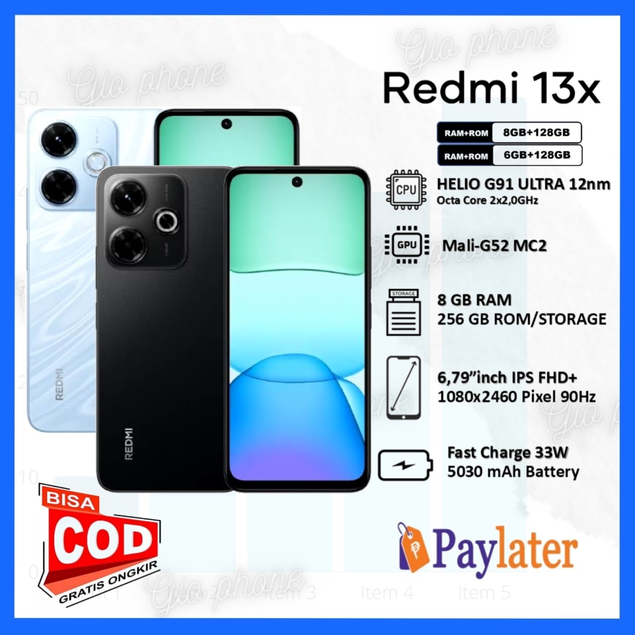 Redmi 13X NFC 8/256 Original garansi resmi 1tahun Giá 1,688,000 Đồng*Miễn phí vận chuyển