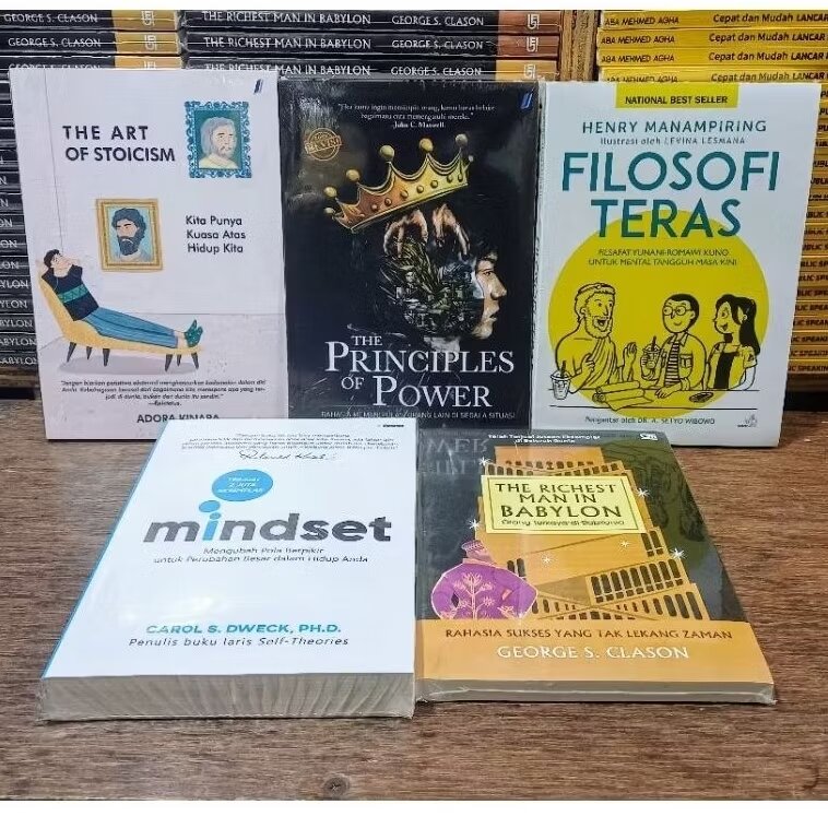 paket 5 buku motivasi the art stoicism the principle of power filosofi teras mindset the richest man i…