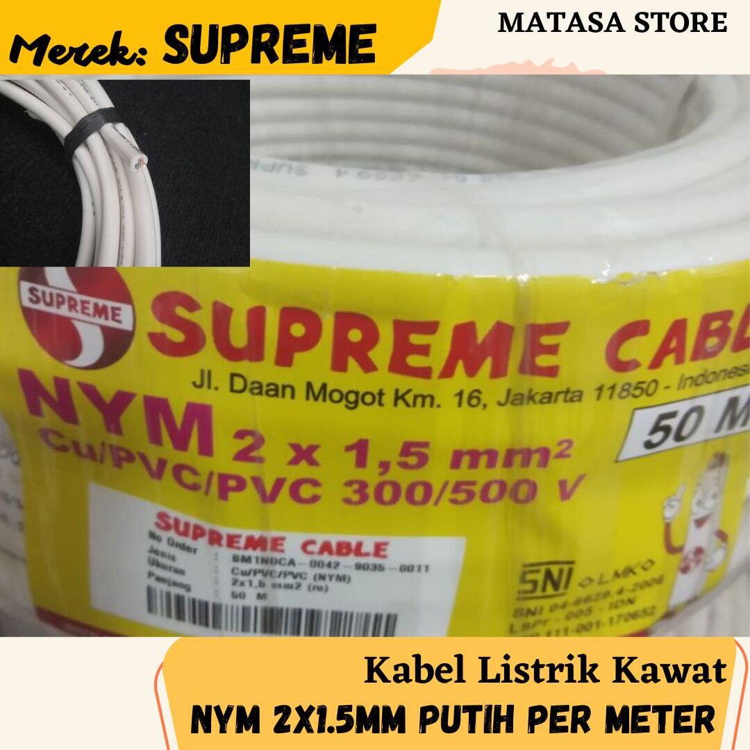 Kabel Listrik Kawat Putih Nym 2 X 1 5 Mm Supreme Kabel Listrik Nym 2x1