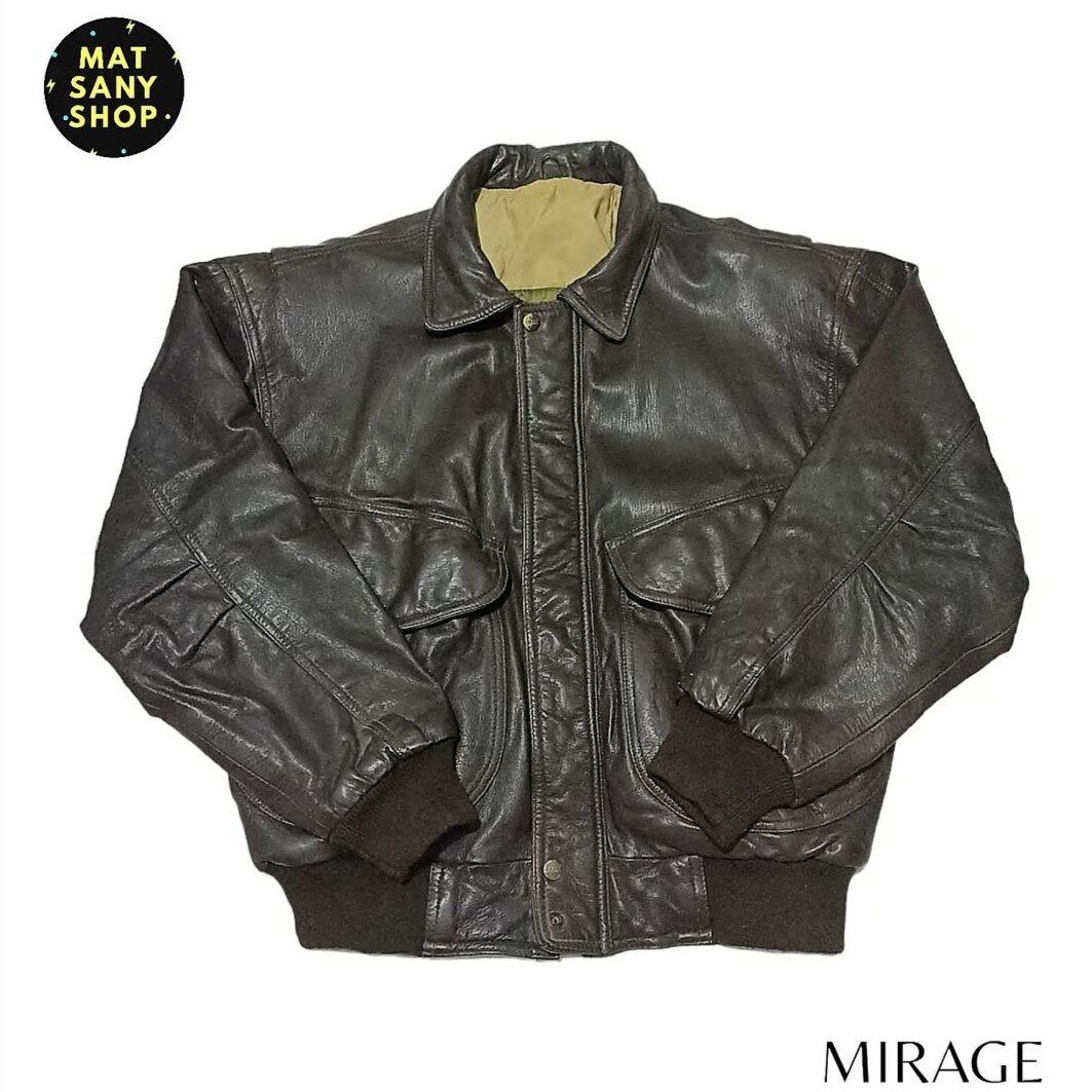 Jaket Kulit Vintage 90's Mirage Classic Bomber Leather Of The Heroes Edition Pilot Air Force Motor Motorcycle Harga 2,000,000 rupiah*Gratis Ongkir