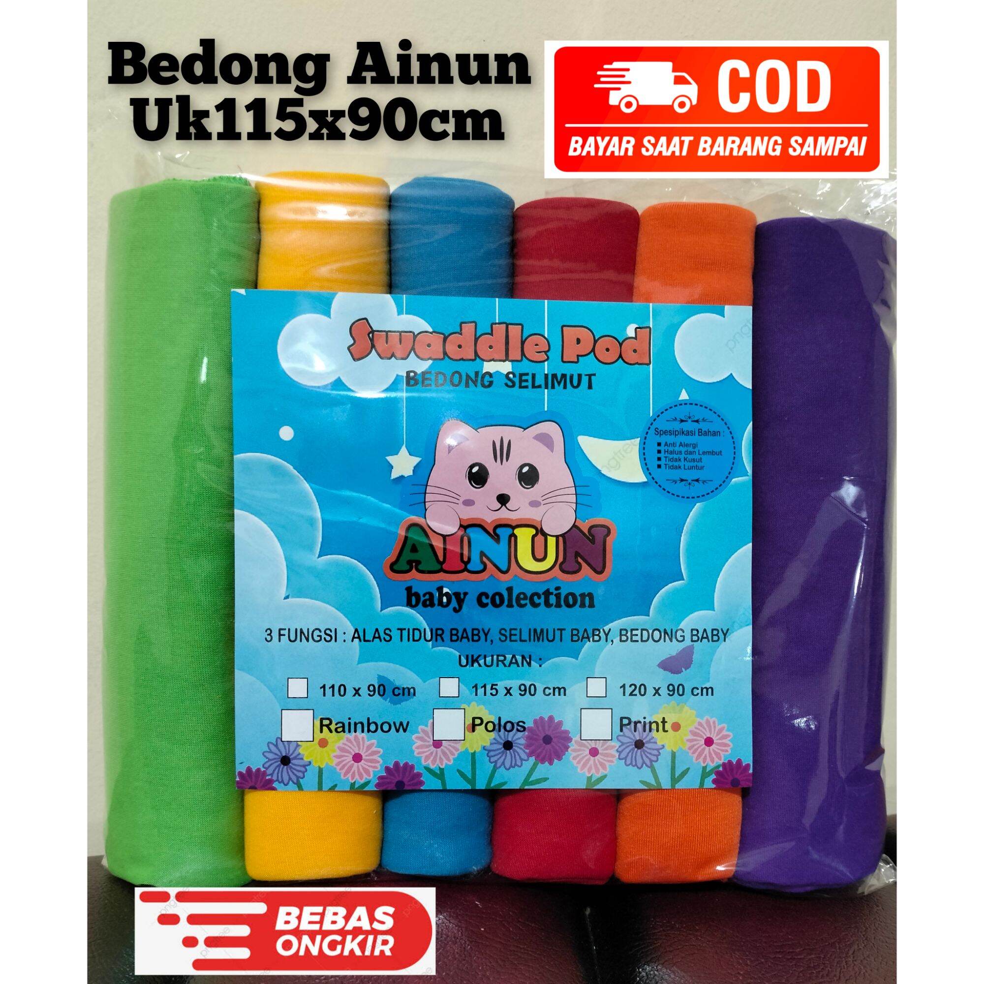 6 PCS BEDONG AINUN BEDONG BAYI POLOS WARNA PERNEL BAYI JUMBO UK 110X90 CM