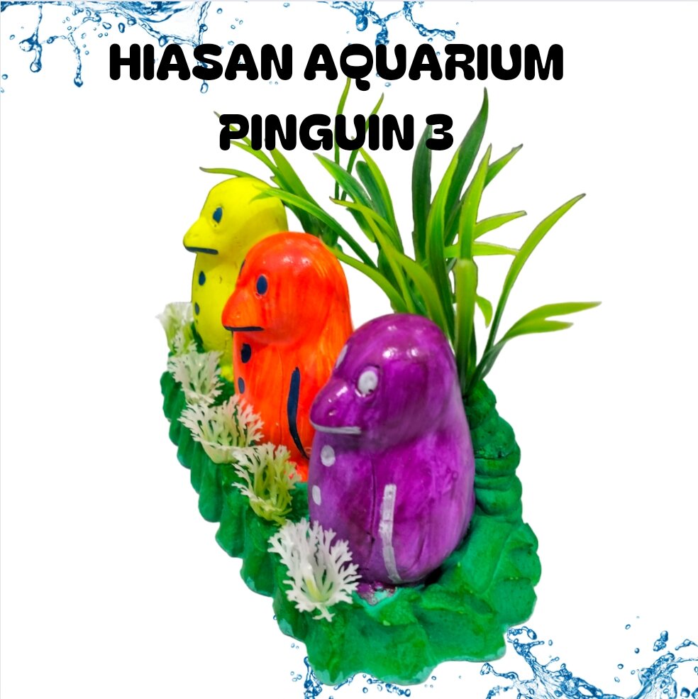 ORNAMEN PINGUIN 3 HIASAN DEKORASI AQUARIUM AQUASCAPE