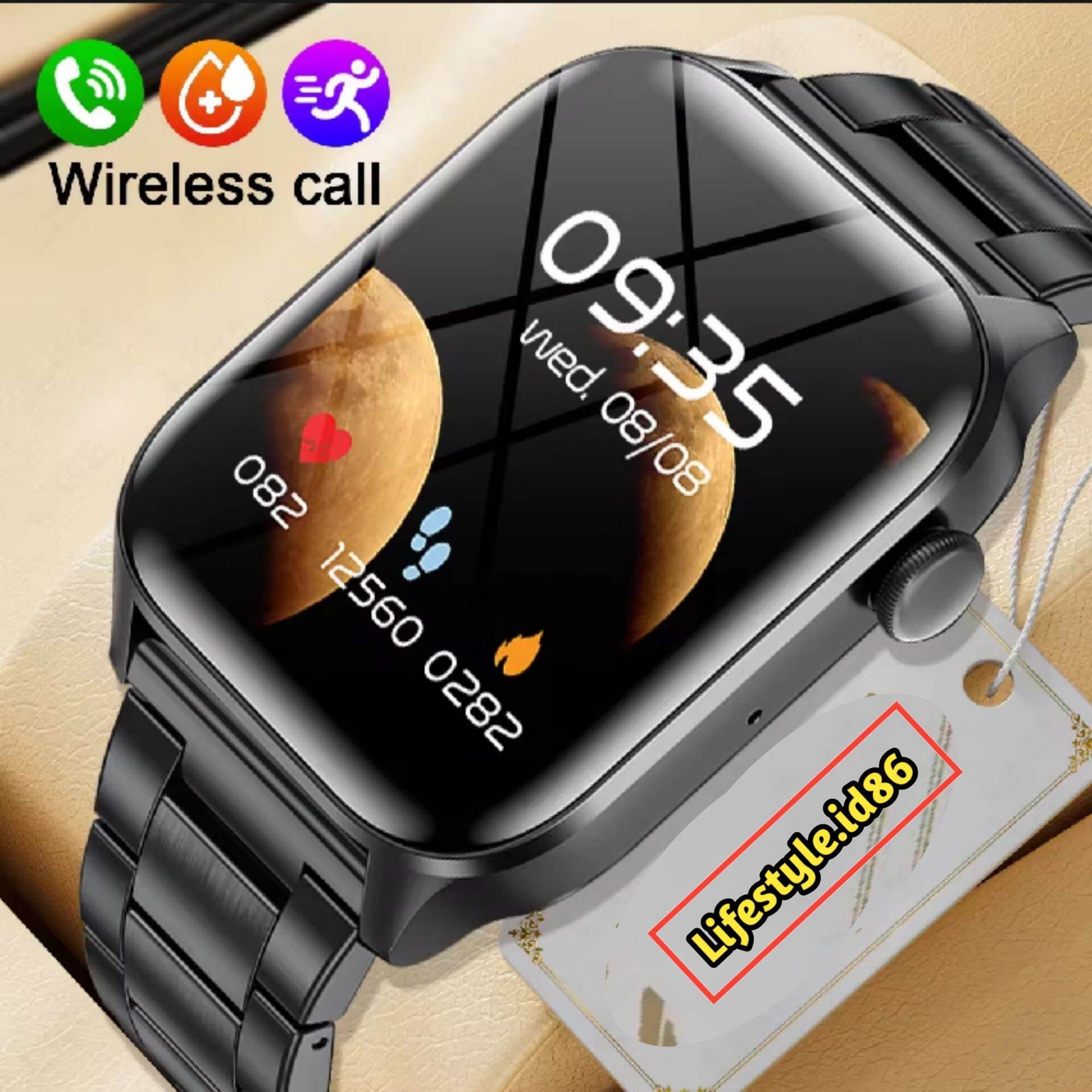 Smart Watch Pria Wanita Jam tangan pintar Full touchscreen Pesan panggilan Monitor Anti air pemantauan Oksigen darah tekanan detak jantung kebugaran Jam tangan Layar sentuh penuh bisa notif WhatsApp phone bloetoth telfon Harga 117,010 rupiah*Gratis Ongkir