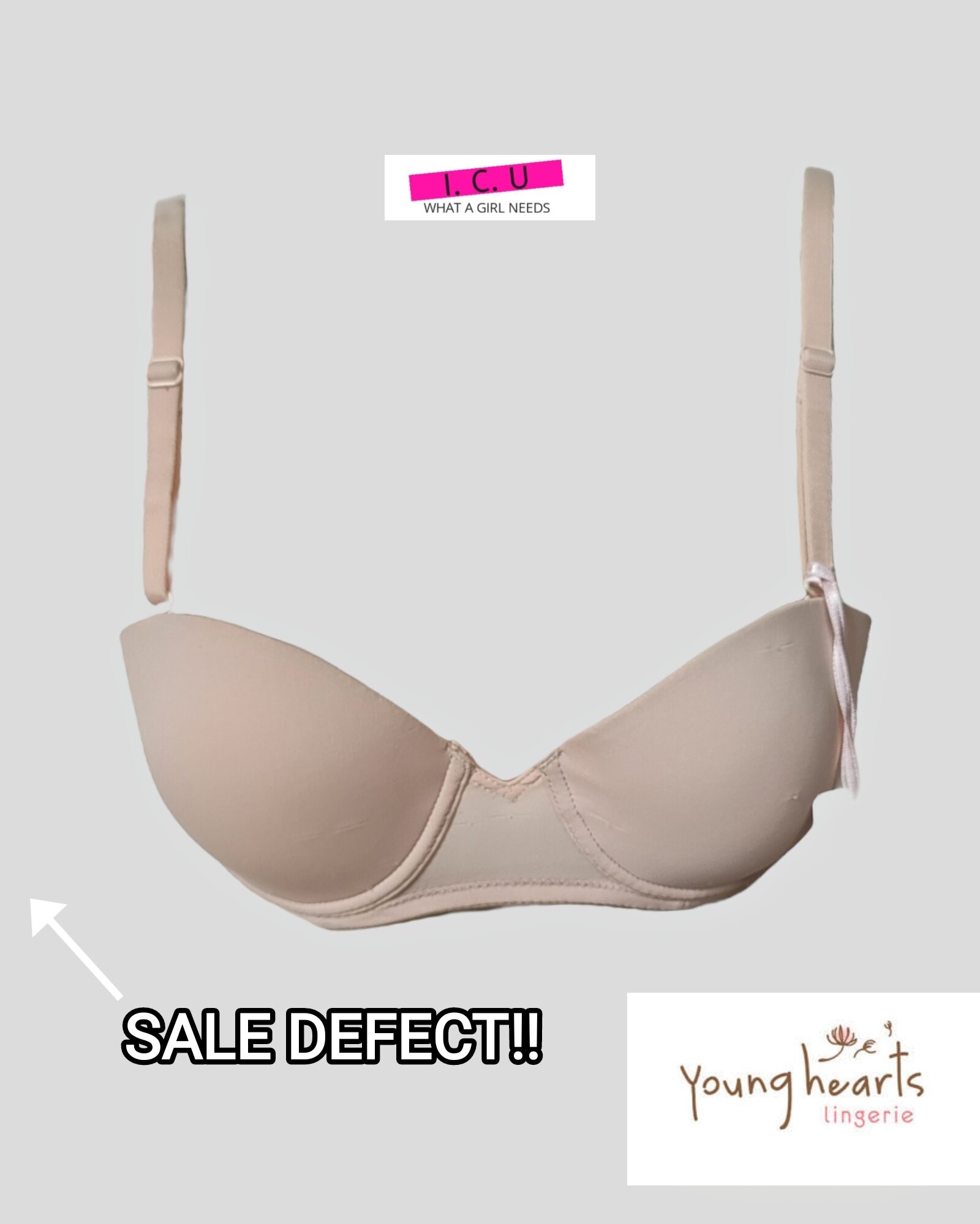 Bra Half Cup Young Hearts Y23-19752B Beige Size 32B 36B Sale Defect ...