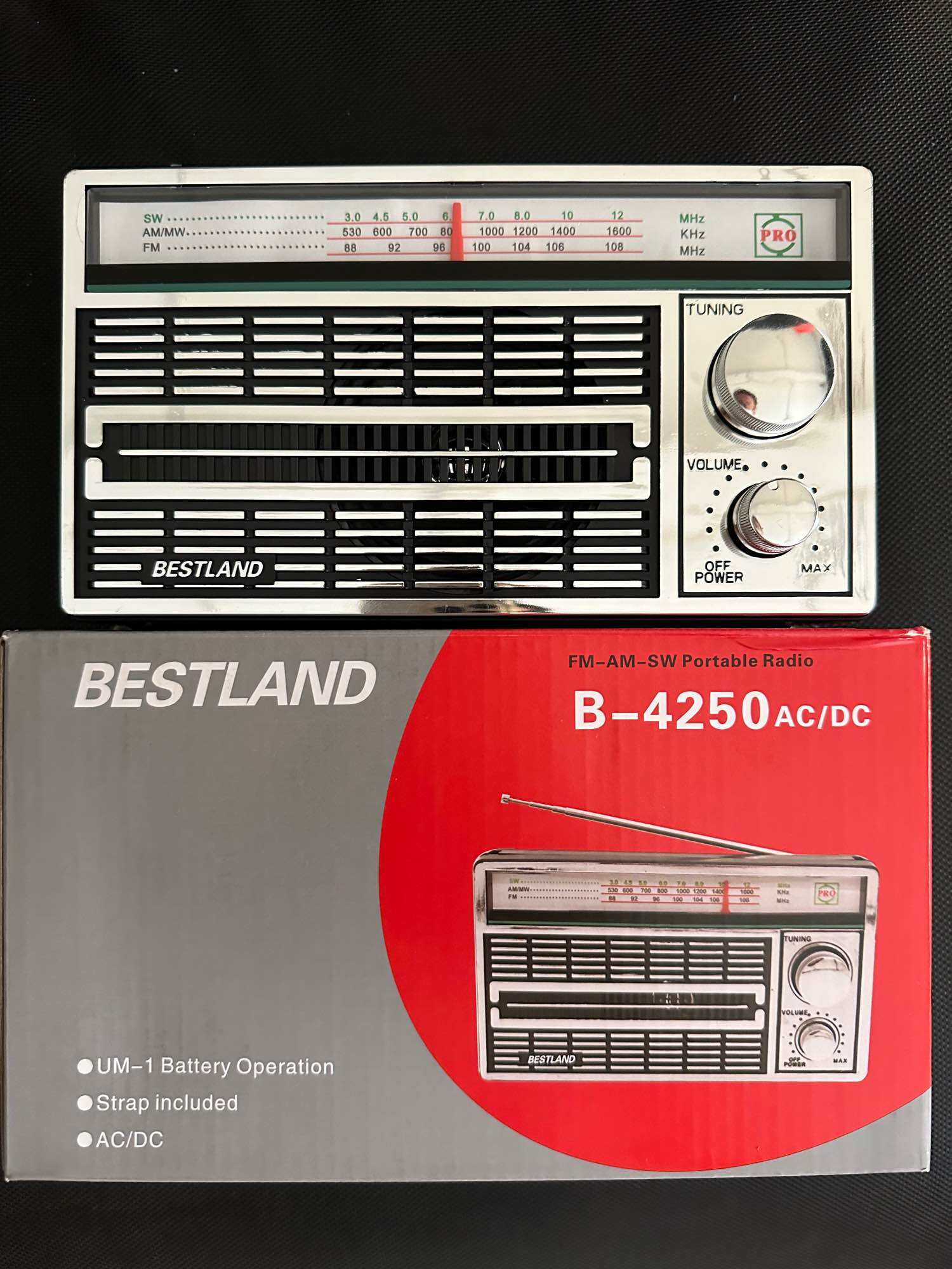 RADIO AC/DC 4250 PORTABLE BESTLAND INTERNATIONAL DESIGN 3 BAND FM / AM ...