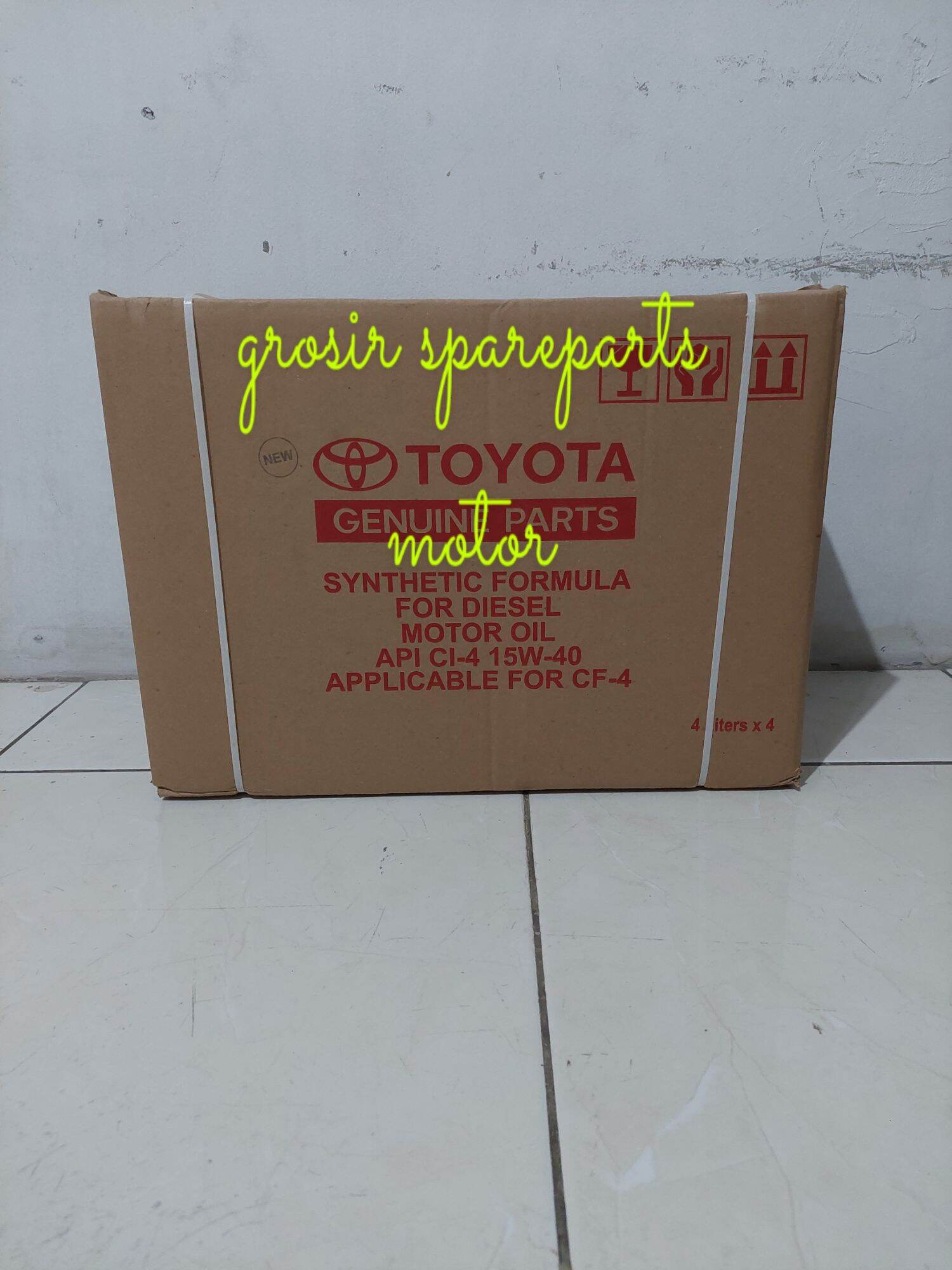 OLI TOYOTA TMO DIESEL SYNTHETIC FORMULA FOR DIESEL API CI-4 15W-40 ISI 4 GALON HARGA PER DUS 1DUS Harga 625,000 rupiah*Gratis Ongkir