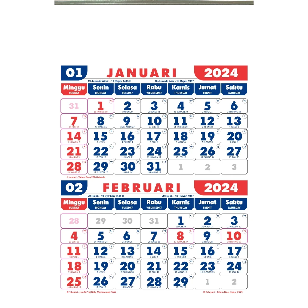 Kalender 2024 Lengkap Dengan Hijriyah, Jawa, Dan Pasaran, 43% OFF