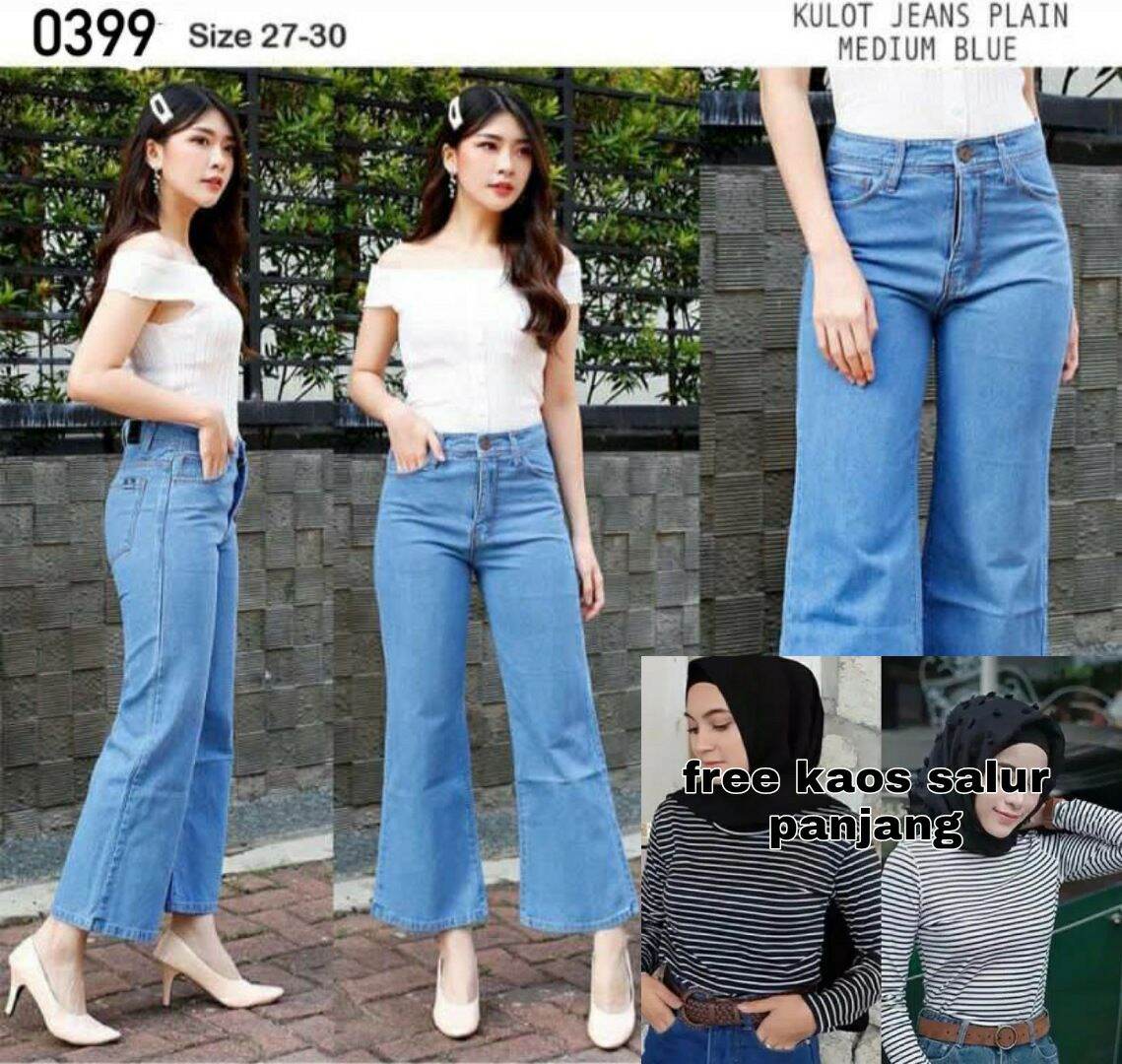 Kulot Jeans Medium Blue | Lazada Indonesia