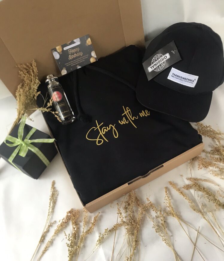 Hampers Hoodie pria/Hampers untok cowok/ kado pacar/ Paket Birthday Stay With Me /surpise /garduation