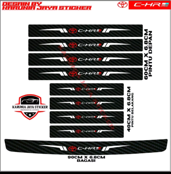 9pcs stiker carbon mobil Toyota CHR GR cutting sticker pelindung bawah pintu mobil Harga 70,000 rupiah*Gratis Ongkir