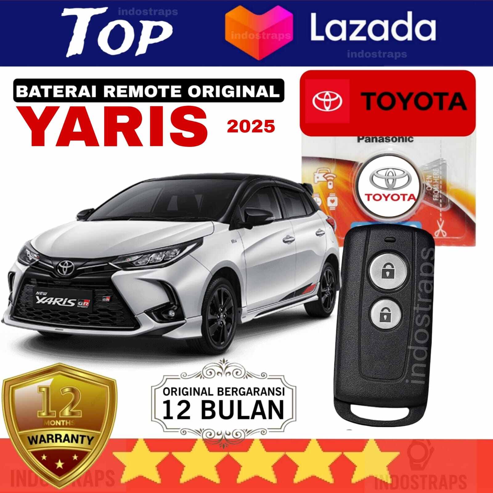 The Original Toyota New Yaris 2025 Car Key Remote Battery Has a 1 Year Guarantee Harga 35,000 rupiah*Gratis Ongkir