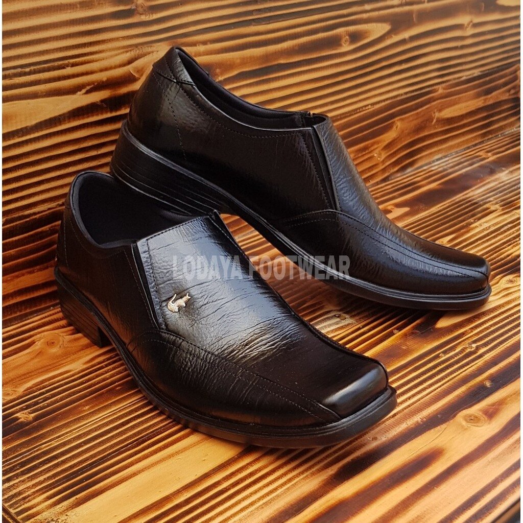 Sepatu Pantofel Kulit Sapi Pria Kerja Formal Dinas Kantor Resmi Pesta Kondangan Hitam Lazada