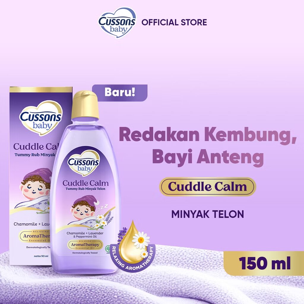 CUSSONS BABY Cuddle Calm Tummy Rub Telon Oil Minyak Telon Plus CUSSONS BABY Chamomile + Lavender & Peppermint Oil 150ml 150 ml