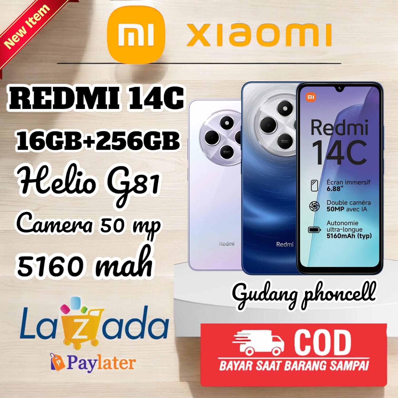 Redmi 14C Nfc Ram 16 +256 Gb (Ram 8+8 Gb) Helio G85 50Mp Camera 5000 Mah Battery 100% Official Warranty ✓ Harga 1,595,000 rupiah*Gratis Ongkir