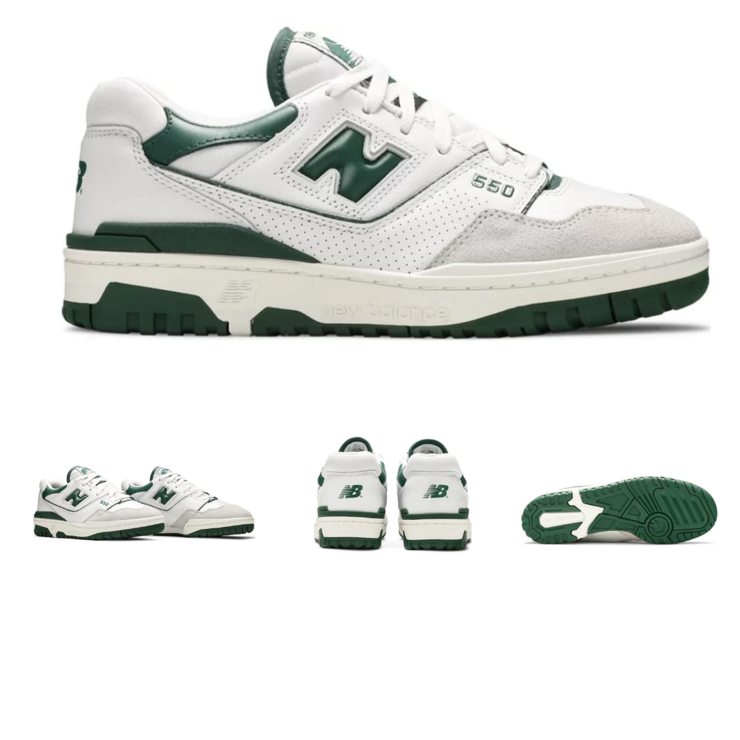 Sepatu New Balance NB 550 White Green Sneakers Canvas Casual