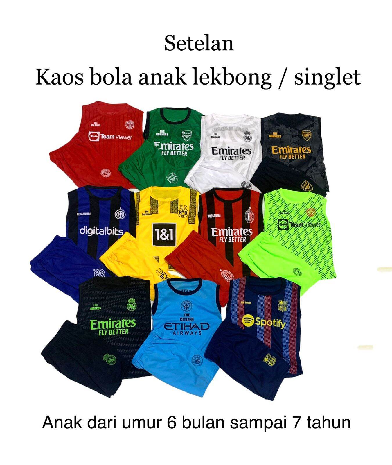 COD / Setelan singlet bola anak laki laki termurah / Kaos singlet bola anak laki laki / Kaos bola anak tanpa lengan dapat celana