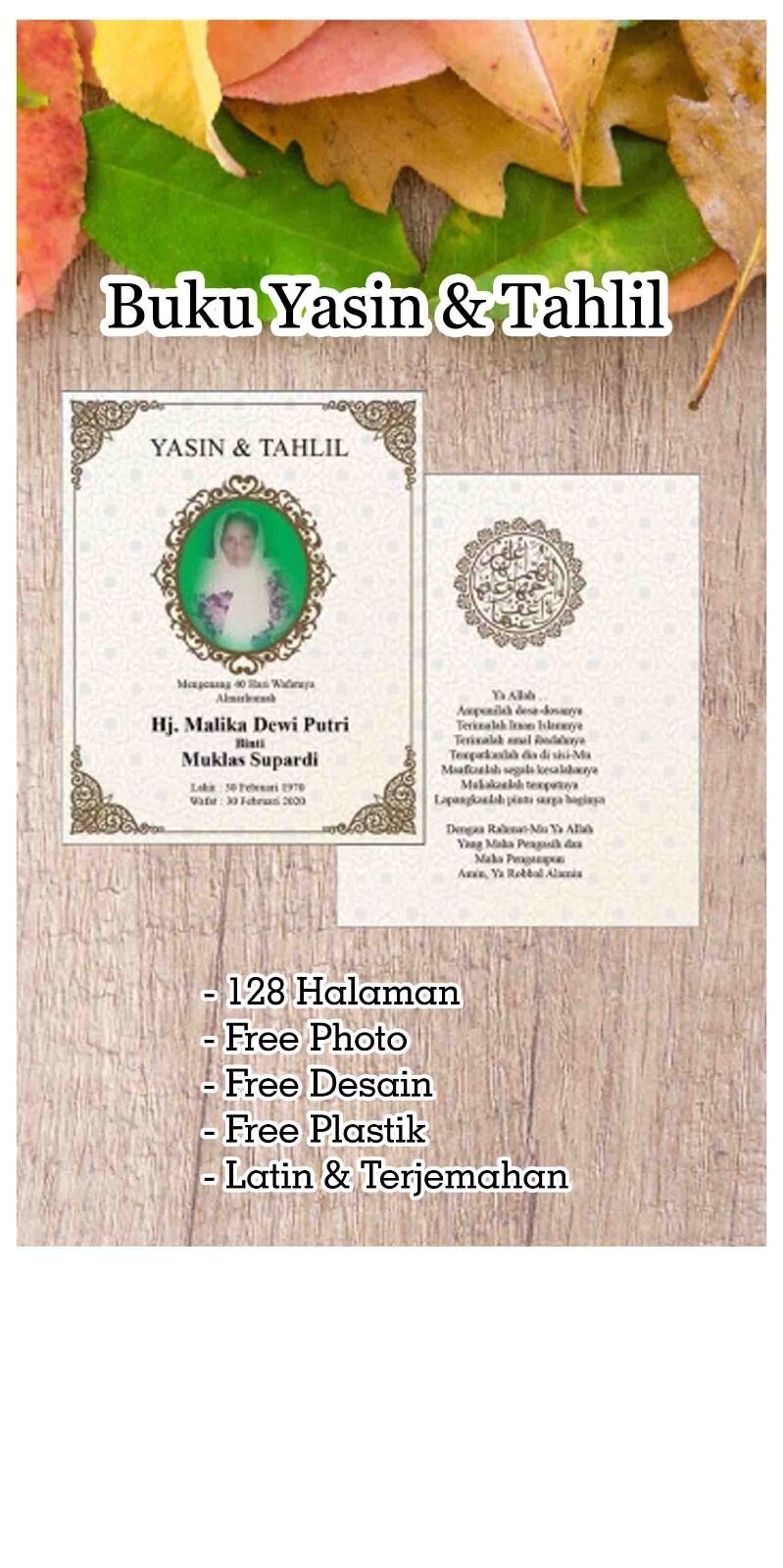Harga per 10 pcs cetak buku yasin dan tahlil custom free foto 128 halaman yasin 40 hari dan 100 harian