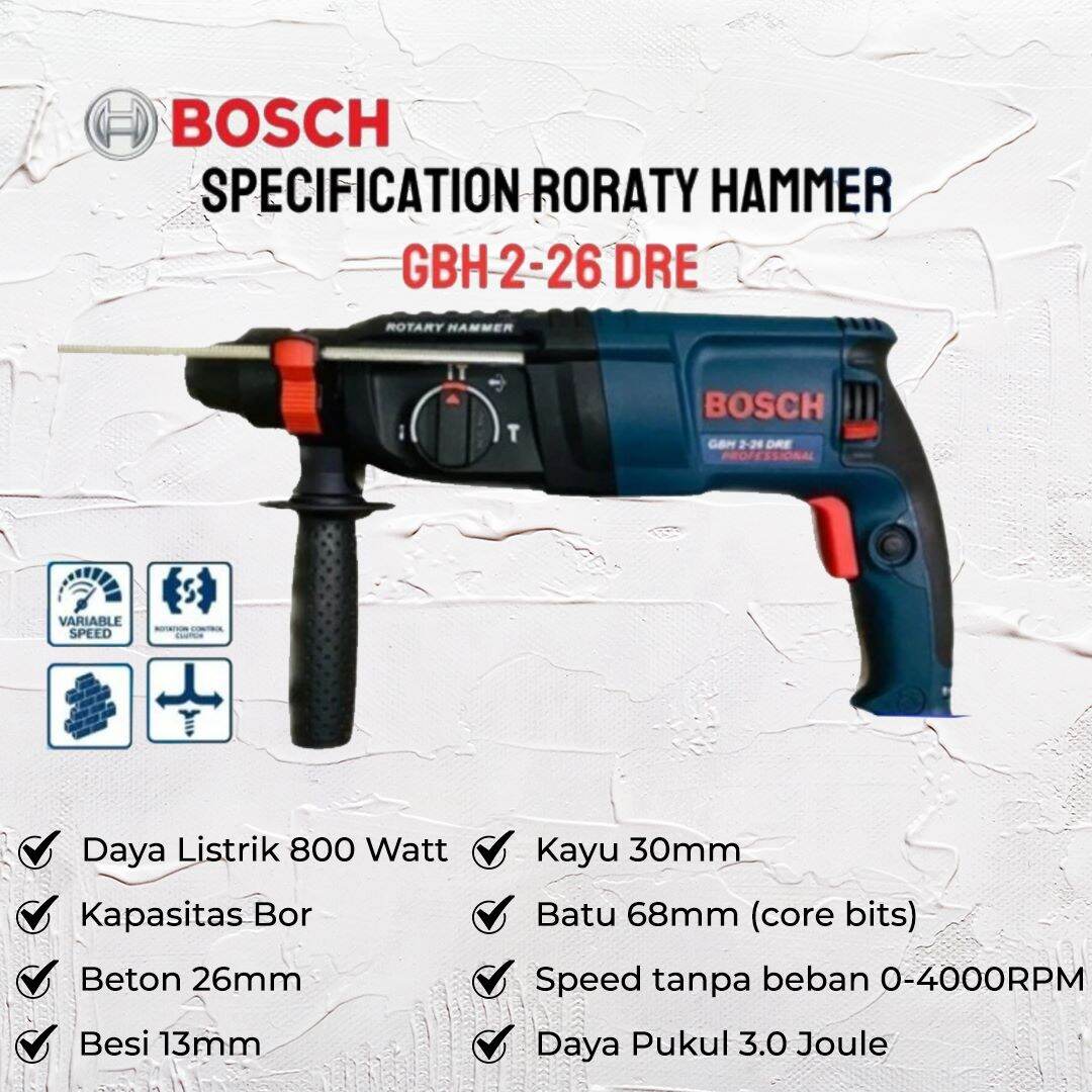 Bor beton BOSCH GBH 2-26 DRE NEW3fungsi SDS plus ROTARY HAMMER
