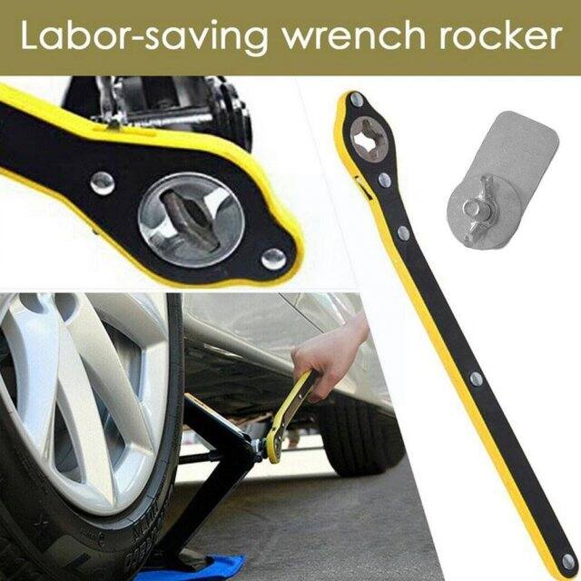 Folding Steel Car Rocker Wrench Scissor Crank Jack Crank Lever Handle Tool NEW