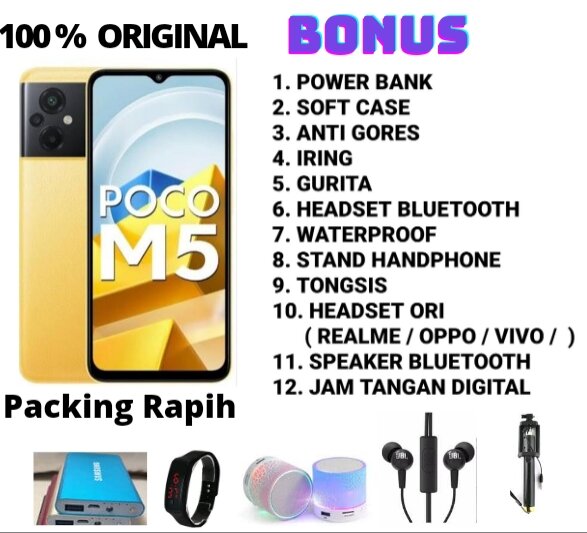 POCO M5 RAM 4/64 GARANSI RESMI Harga  2,099,000 Ringgit*Penghantaran Percuma