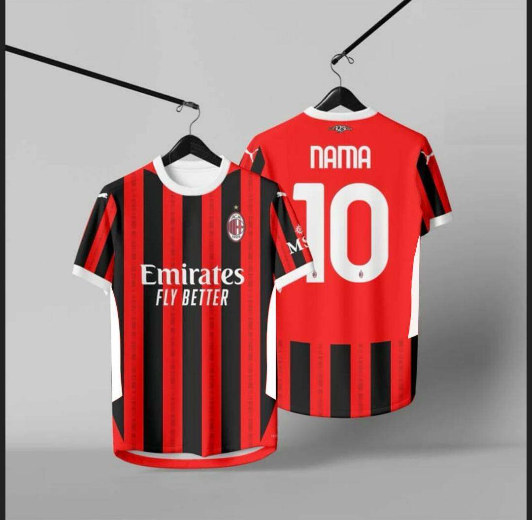 Jersey AC MILAN 2024/2025 Full Printing Gratis nama dan nomor punggung