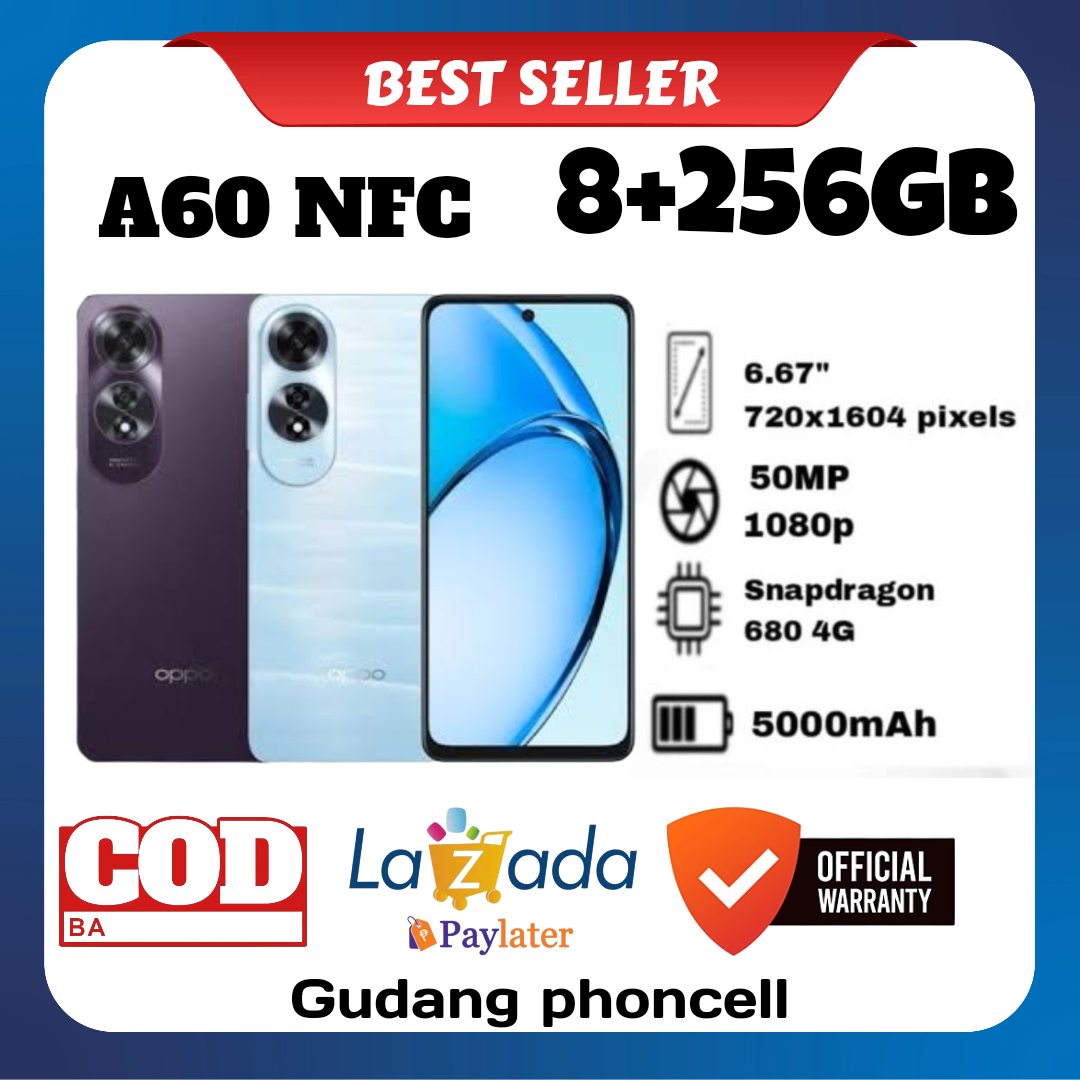 oppo A60 NFC Ram 8+256 GB new series garansi 1 tahun (imei terdaftar) Harga  2,099,000 Ringgit*Penghantaran Percuma
