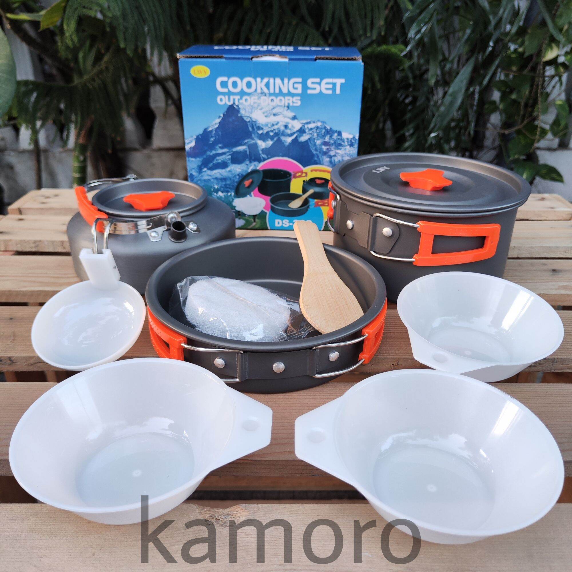 Cooking set DS 308 plus teapot-nesting camping cookware