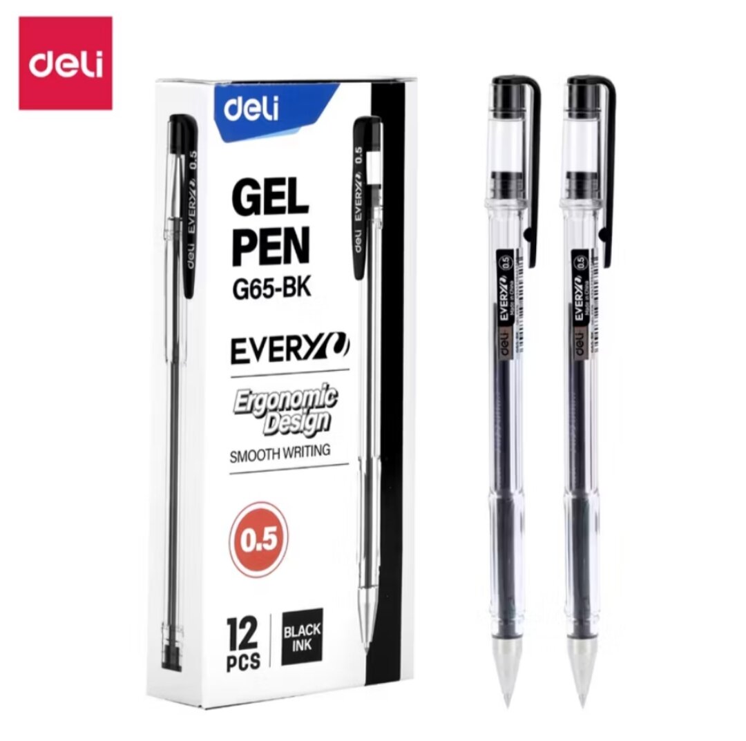 Deli Pulpen Gel / Gel Pen 0.5 mm Nyaman Digenggam EG65 3 6 12 pcs