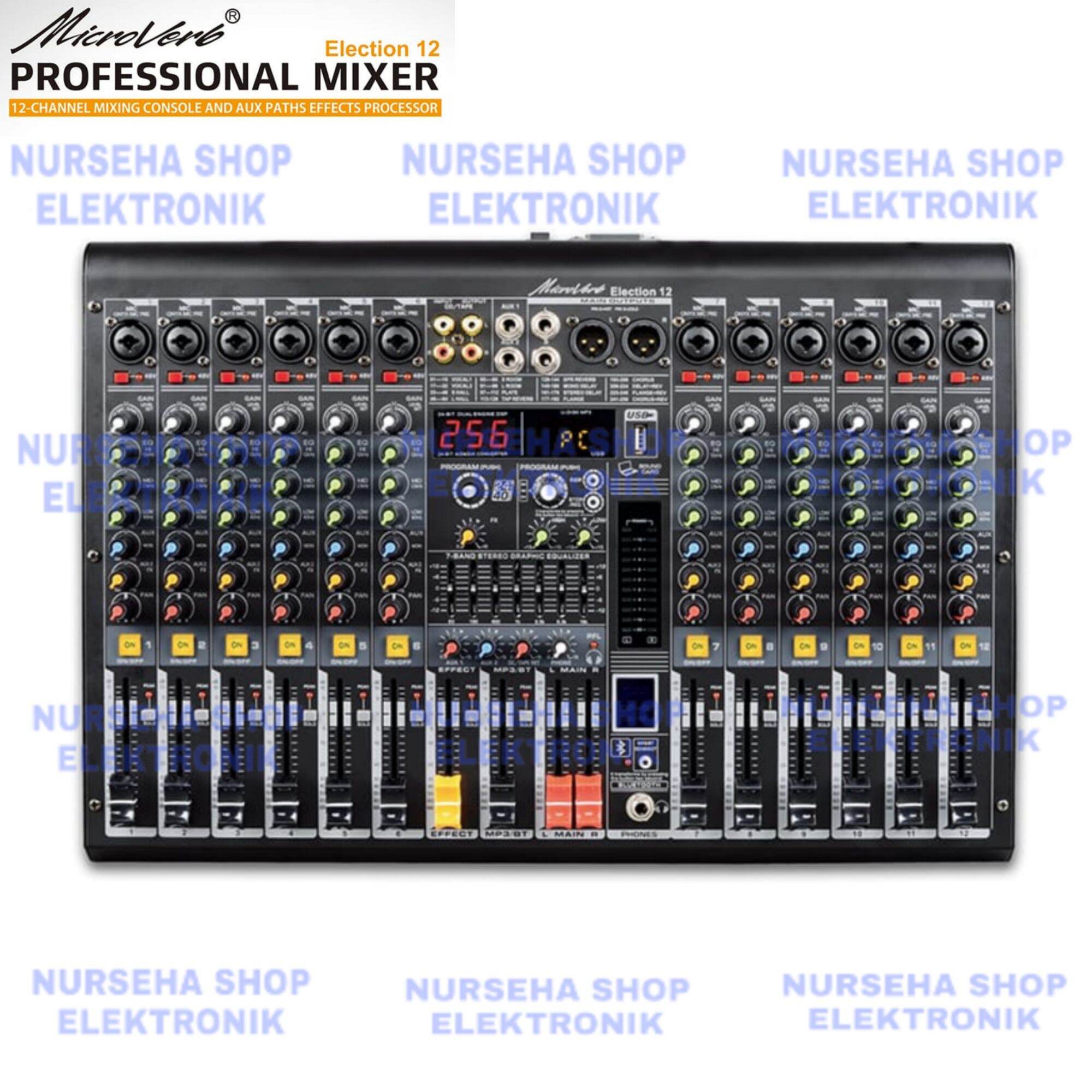 Mixer audio 12 channel microverb election12 election 12 USB bluetooth original garansi resmi 1