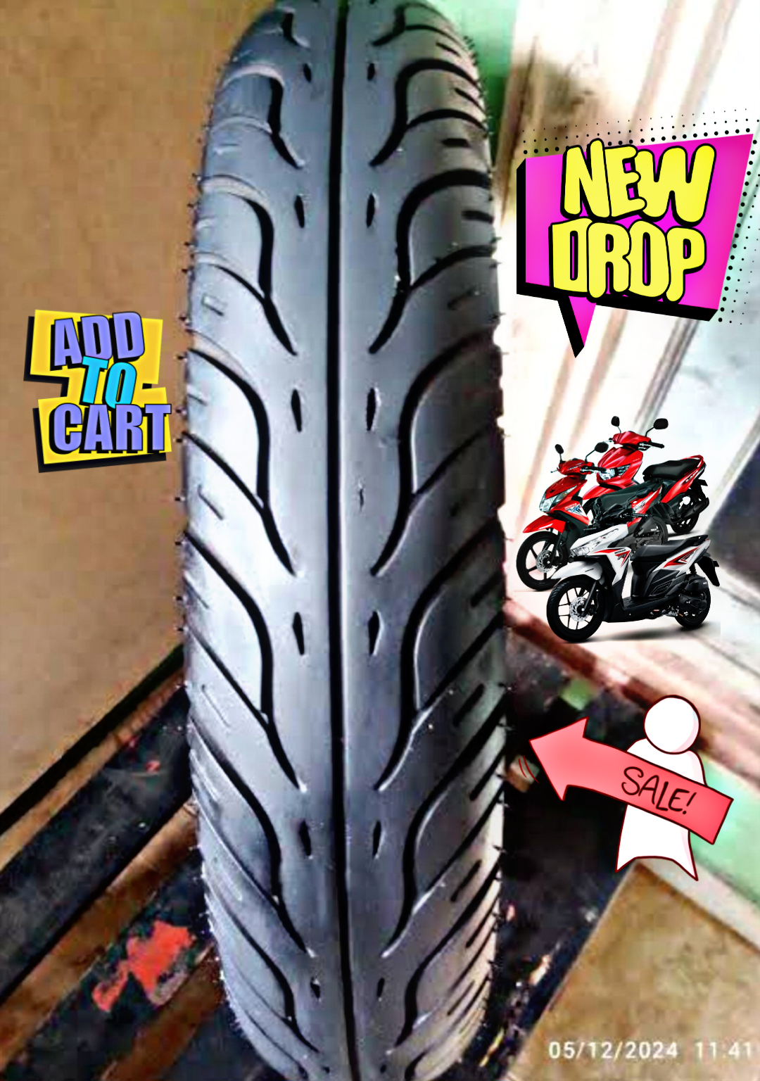 80/90 90/90 front rear tubeless tire metric tubles for beat Mio scopy Vario Fino Mio M3 enter all metric Harga 21,712 rupiah*Gratis Ongkir