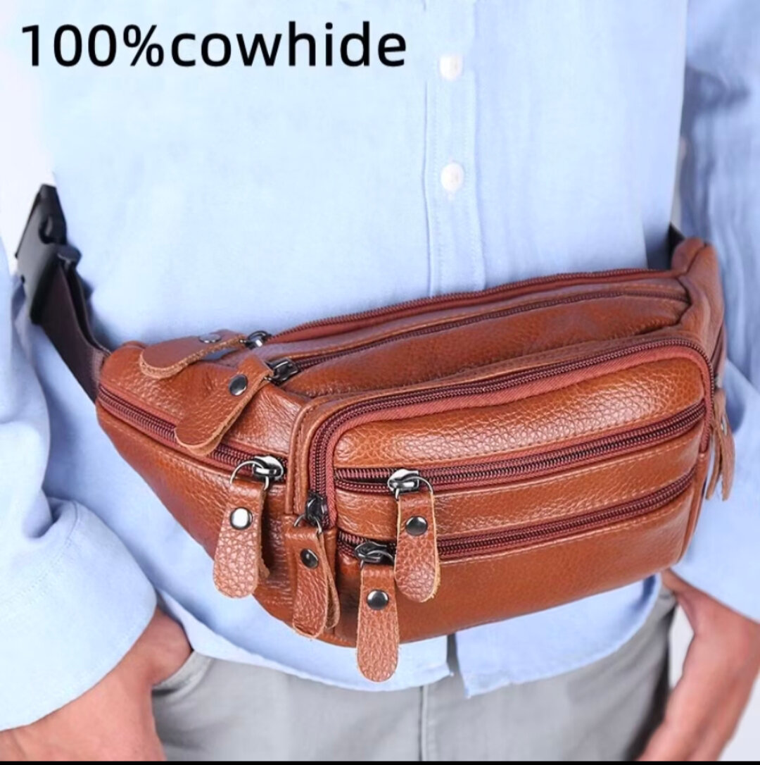 Leather Waist Bag 100% Cow Leather/Men's Leather Wisbag