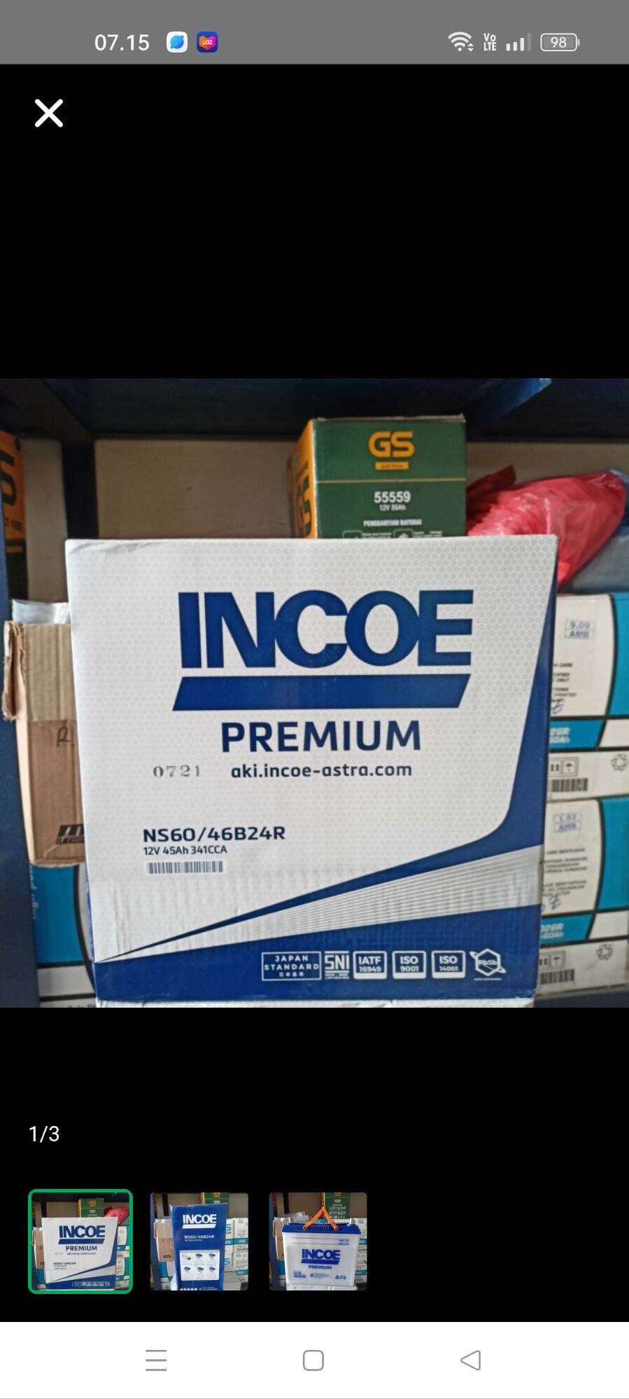 Aki Avanza/ Incoe NS60 Premium/ 12V45Ah Aki Xenia Espass Carry Grandmax