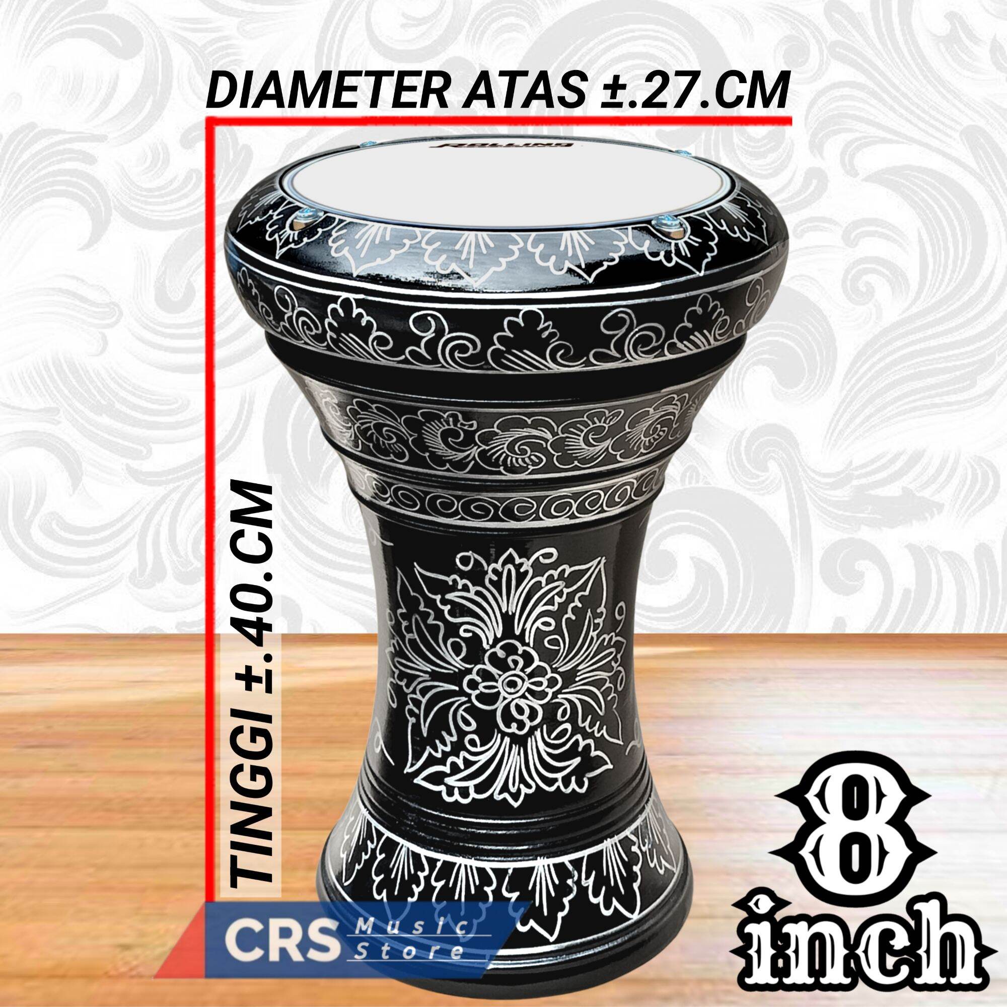 Darbuka Kayu 6 & 8 inch Motif Batik Head Putih Atau Hitam