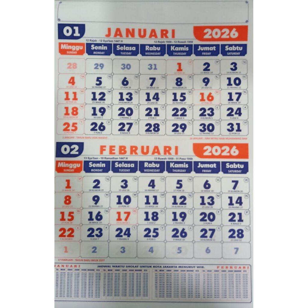 Kalender Dinding 2026 Lengkap